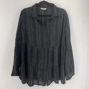 Linda Anderson Damen XL Knopfleiste Tunika Top abgestuft Whimsigoth Fee Rollriegel - Bild 1 von 8
