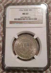 1936 York Commemorative Half Dollar Ngc MS63 - Picture 1 of 2