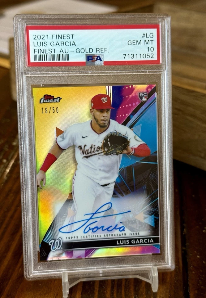 2021 Topps Finest Luis Garcia GOLD Refractor Auto Rookie /50 PSA 10 POP 2 - Image 1 of 2