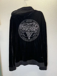 Akoo & Co Uomo 2XL Nero Velluto Zip Felpa Giacca Streetwear Teschio - Foto 1 di 7