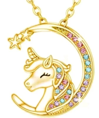 UNICORN CRYSTAL CHAIN PENDANT UNISEX KIDS CHRISTMAS STOCKING BIRTHDAY GIFT UK - Image 1 of 3