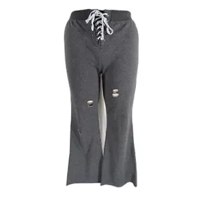 Pantalones deportivos Rue 21 GRANDES grises con cordón desgastado cómodo pantalón salón - Imagen 1 de 4