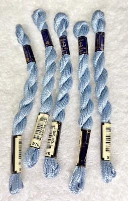 5 MINT Anchor Perle Pearl Cotton #976 Lt Blue Embroidery Floss Vintage Skein - Image 1 of 3