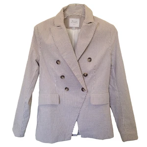 Maison d'Amelie Paris Ivory Brown Stripe Blazer Peacoat Jacket XS Anthropologie - Picture 1 of 10