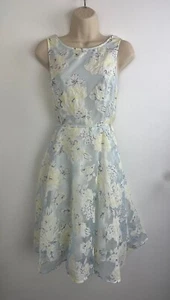 Vestido Coast azul claro con estampado floral blanco amarillo para mujer talla UK 12 - Imagen 1 de 12
