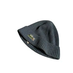 Vintage Men's Lacoste Blue Ribbed Beanie Hat Size Large - Picture 1 of 3