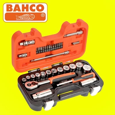 Bahco S330 1/4" & 3/8" Square Drive Socket Set with Metric Hex Profile & Ratchet - Image 1 of 4