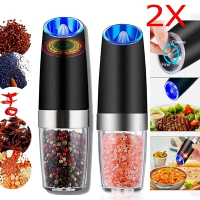 2PCS Gravity Electric Salt and Pepper Grinder Mill Shakers Adjustable Automatic - Image 1 of 4