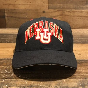 VTG Nebraska Cornhuskers Hat Cap Men Fitted 6 7/8 Black Red USA Made NCAA - READ - Picture 1 of 13