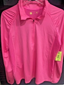 NWT $44 XERSION Women's Pink Activewear 1/4 Zip Long Sleeve Pullover Shirt Sz L - Picture 1 of 3