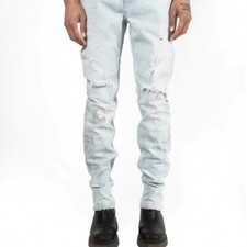 $385 NWT RtA BRYANT LT BLUE DISTRESSED MID RISE SKINNY JEANS SZ 40