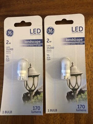 GE T5 LED Bombilla Paisaje 2w 170 Lúmenes 12v Cuña Blanco Cálido Exterior Lote De 2 Foto 1 de 4