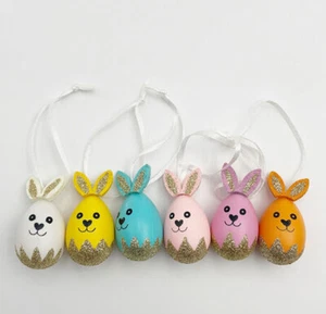 Happy Easter Bunny Egg Ornaments - 6 Pieces - Picture 1 of 1