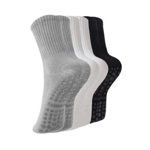  Pilates Socks with Grips for Women Yoga Socks 3 5-9 3pairs-black+white+grey - Picture 1 of 7