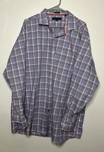 Tommy Hilfiger Button Down Shirt Mens 18 34/35 Red Blue Plaid Non Iron A5 - Picture 1 of 3