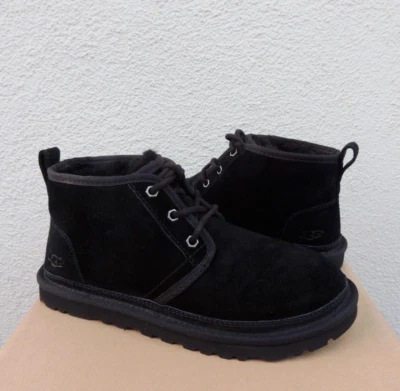 UGG 经典 NEUMEL 黑色麂皮绒/羊毛踝靴,女式 US 5/ EUR 36 ~ 全新 — 第 1/4 张图片