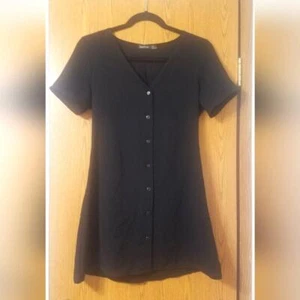 Boohoo Black Button-Down Dress Size 2 - Picture 1 of 3