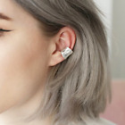 Wide Organic Finish Ear Cuff In Silver, Bold Cartilage Cuff Earring,chunky Ear