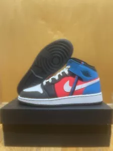 Nike Air Jordan 1 Mid Tri Color Ribbons CV4891-001 GS Sz 6Y Brand New Fast Ship - Picture 1 of 5