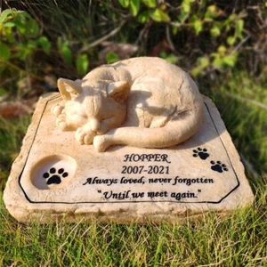 Cat Memorial Stones,Personalized Pet Memorial Stones Grave Markers with A Sleepy - Picture 1 of 7