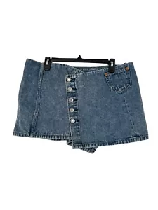 RE/DONE Women's Acid Blue Denim Wrap Mini Skirt Size 29 NWT $285 - Picture 1 of 9