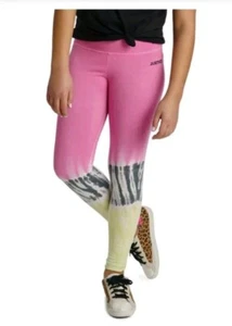 Justice Girls Pink Full Length Leggings Color Block Elastic Size M (10) - Picture 1 of 4