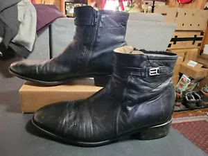 Bally Rudy Stivaletti Uomo 11,5 D Pelle Nera Zip Laterale Italia - Foto 1 di 12