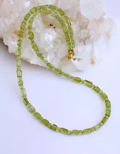 Peridot Chain Gemstone Chain Olivin Green Necklace Necklace Peridot Chain Noble New - Picture 1 of 1