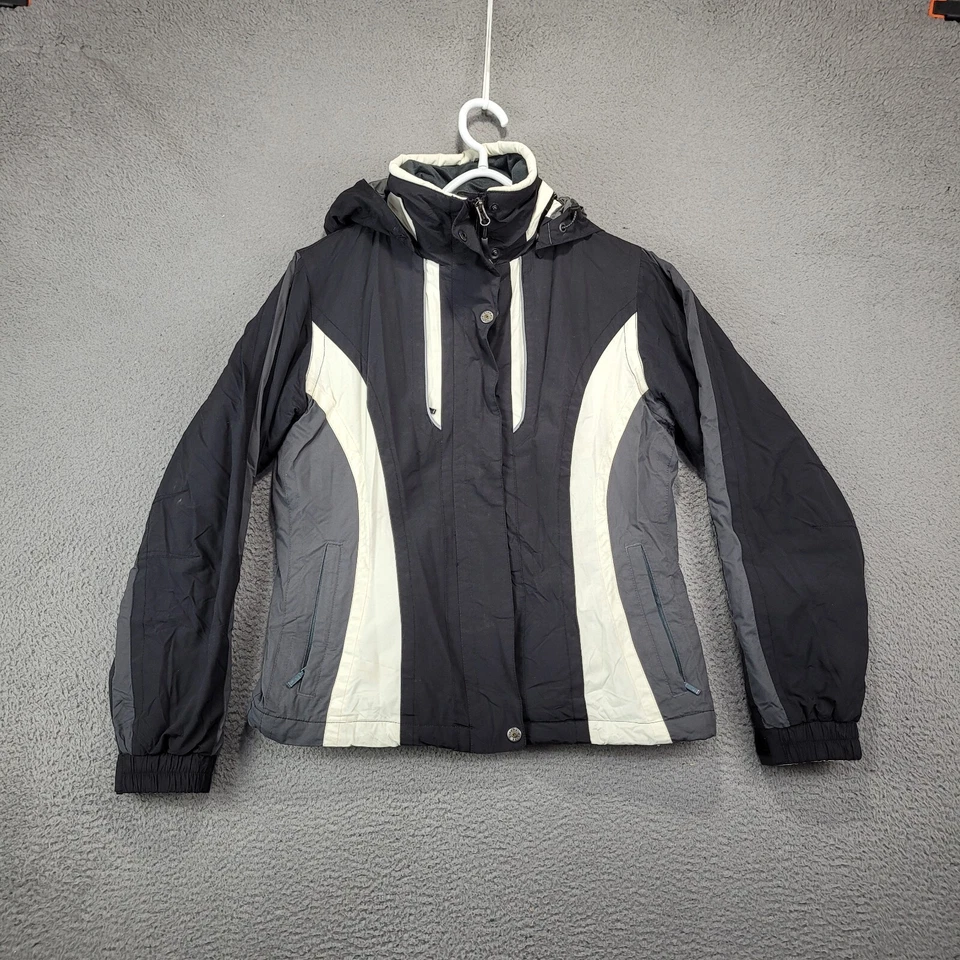 Jaqueta Sierra Branca Feminina Pequena Preta Cinza Com Capuz Zíper Completo Casaco de Inverno Externo - Imagem 1 de 4