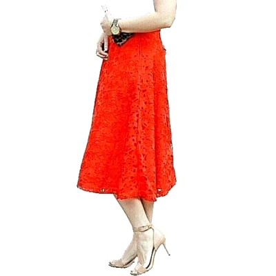 Banana Republic  midi red lace skirt with pockets, sz. 10 - all seasons wear - image 1 of 4