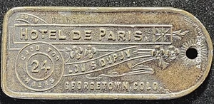 Brass Hotel De Paris Georgetown CO. Bueno para 24 horas vino mujeres y canción. T5701 - Imagen 1 de 5