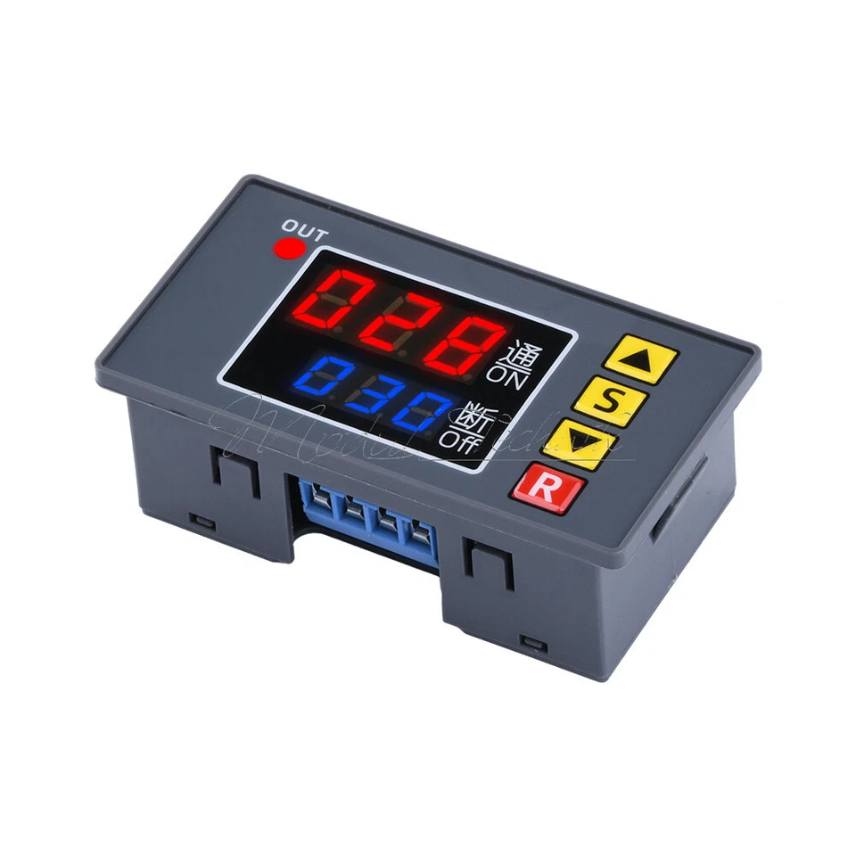 MARKENLOS 12V Digital LED Dual Display Cycle Timing Delay Timer Relay Module 0-999 Hours