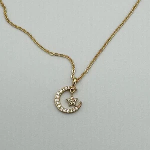 Gold Plated Moon Necklace for Women, Moon and Star Pendant Dainty Trendy Chain - Picture 1 of 5