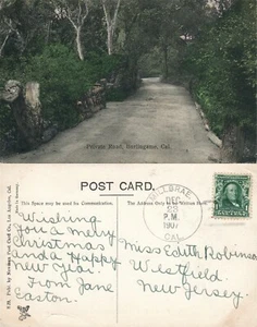 BURLINGAME CA P [CARRETERA PRIVADA 1907 POSTAL ANTIGUA - Imagen 1 de 1
