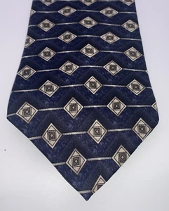 Stafford Blue Gray Tan Necktie 100% Italian Silk 58 x 4" Multicolor Nice - Picture 1 of 7