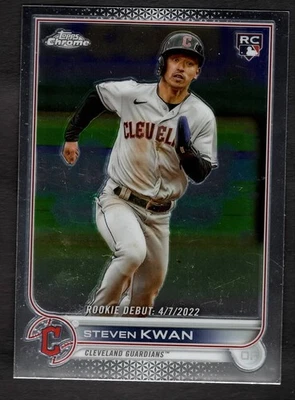 2022 Steven Kwan Topps Chrome Baseball Rookie Debut RC Guardians USC178 - Image 1 of 2