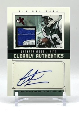 2004 Fleer E-X Clearly Authentics Santana Moss Auto Jersey Laundry Tag Patch 1/5 - Image 1 of 2