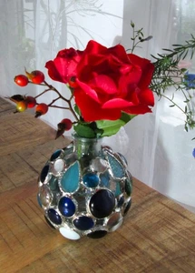 Kleine Blumenvase, Aromadiffusor, Kerzenhalter, Tiffanyglas, Tiffany-Art, - Bild 1 von 18