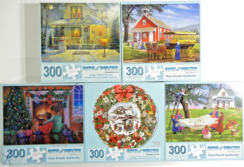 Lot of 5 Bits and Pieces Puzzles Featuring 300 Large Pieces - Image 1 of 1