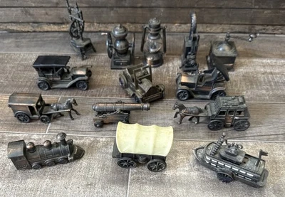 Lot of 14 Miniature Die Cast Metal Pencil Sharpeners Assorted Items Stagecoach - Image 1 of 4