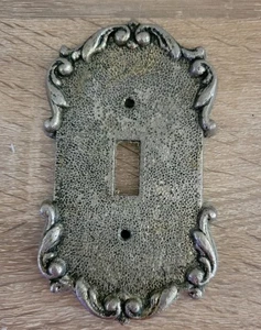 Vintage Lichtschalter Abdeckung Messing gebürstet verziert viktorianisch dekorativ Schnörkel - Bild 1 von 5