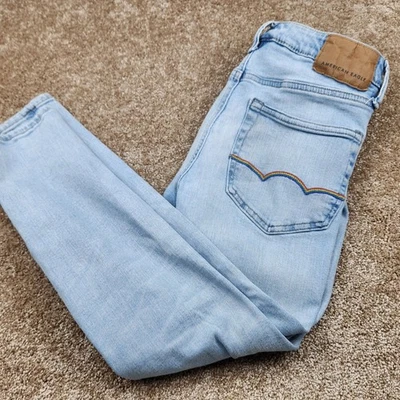 Pantalones de mezclilla American Eagle NEXT LEVEL AIRFLEX Dad desgastados lavado claro arco iris 28x28 Foto 1 de 4