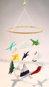 Mobile asilo nido in feltro per bambini natura e uccellini - Foto 1 di 7