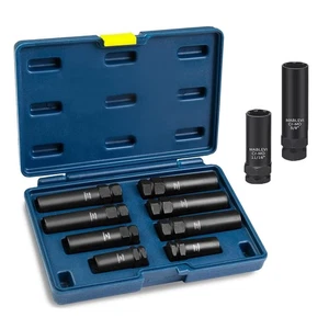 8PCS Spline Lug Nut Socket Set, SAE & Metric Wheel Lock Removal Kit, Locking ... - Bild 1 von 7