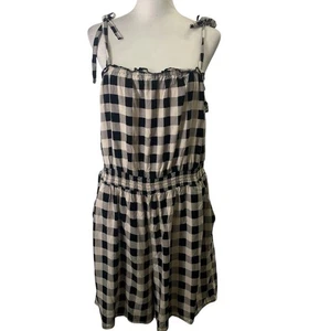 Torrid Strampler Damen Größe 2 schwarz weiß Gingham Schulter zum Binden gesmokte Taille - Bild 1 von 17