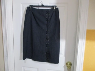 Falda lápiz forrada de lana gris carbón Etcetera - Falda de encaje con cordones acento lateral 2 Foto 1 de 4