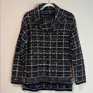 Architect Black and White Knit Sweater Mock Neck Size M - Picture 1 of 5