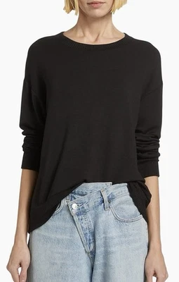 Espléndido Pullover Mujer Negro Grande Supersuave Cuello Redondo Relajado Manga Larga L Foto 1 de 4