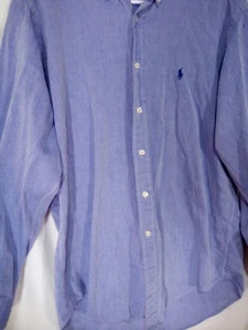 Ralph Lauren klassische Passform Herren Knopfleiste Langarm blau, 24" quer x 30" lang - Bild 1 von 3