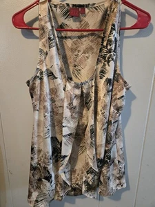 Womens Silk Ruffled Sleeveless Blouse Size LARGE 212 Collection - Picture 1 of 6